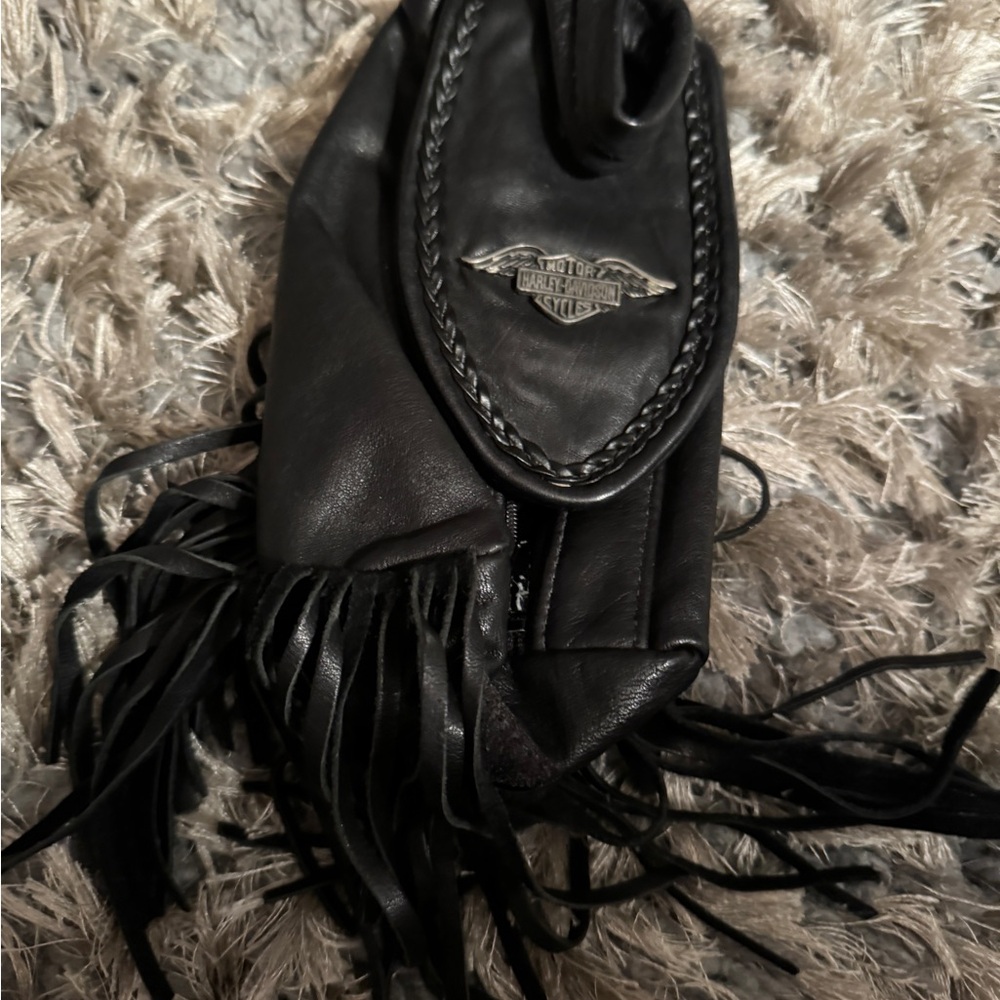 Black Harley Davidson fringed purse to hang off the belt